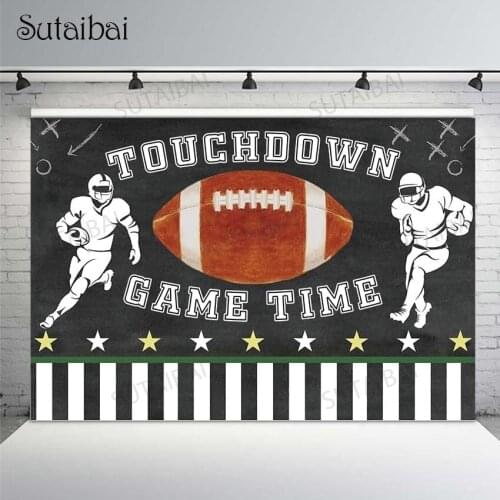 Black Photocall Photography Backgrounds Rugby Field Stadium Sportsman Backdrops Baby Birthday Child Portrait Customized Poster