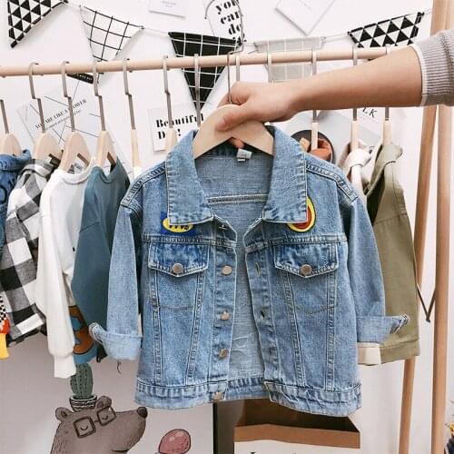 Spring Autumn Casual Children Denim Jackets Wash Distressed Kids Jean Coats Cartoon Printed Girls Boys Outerwear 2-6 Years