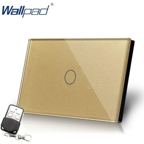 Remote Dimmer Wallpad US/AU Standard Glass Touch Panel Switch 110~250V Gold Dimmerable Wall Light Switch With Remote Controller