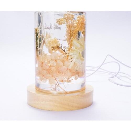 Epoxy 3D night light DIY material solid wooden luminous base cold and warm light usb rectangular lamp holder accessories