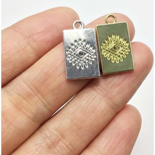 Eruifa 20pcs 10*18mm Polished Eye Rectangle Coin Wholesell NecklaceEarring Bracelet Jewelry DIY Handmade 2 colors