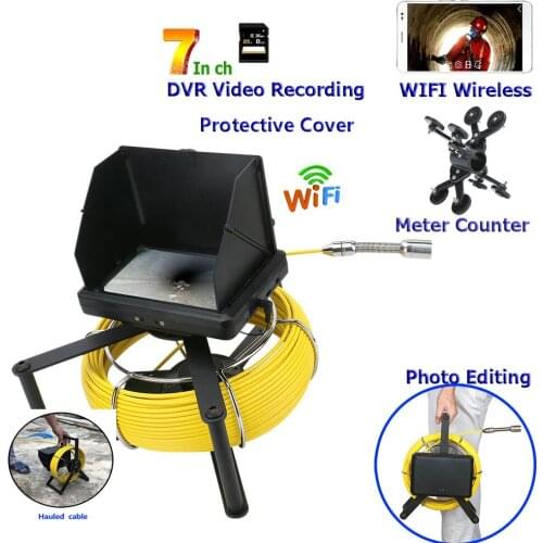 F9600A 10M 20M 30M 50M Multifunctional mini endoscope full function 2020 latest 7'' touch monitor 23mm endoscope pipe inspectio