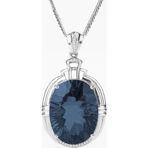 Dainty Oval Pendant Necklace Inlay Fashion Exaggeration Big Zircon Geometric Charm Jewelry For Women Wedding Anniversary Chain