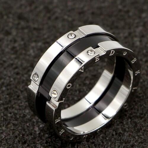 Titanium Ornament Black Rose Gold All-match Gap Four Diamond Rose Gold Ring Girls Accessories