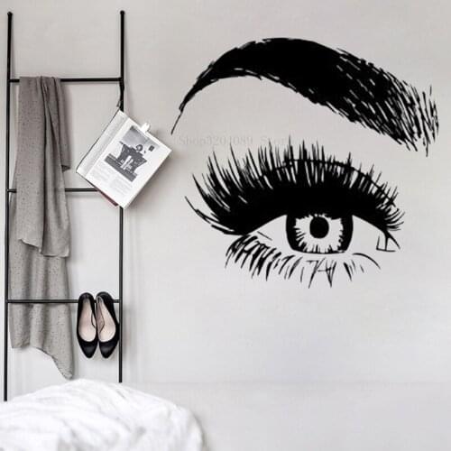 Beauty Girl Lash And Brows Eyes Wall Decal Vinyl For Bedroom Living Room Make Up Salon Shop Decor Fashion Removable Mural CN163