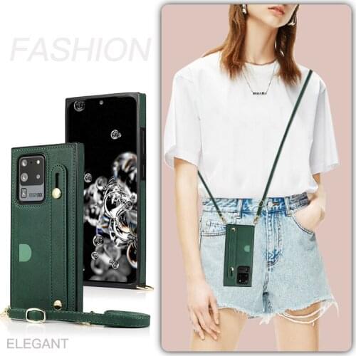 Crossbody Wrist Strap Series PU Leather Phone Case for Samsung Galaxy S20 S9 S10 e Note 20 Ultra Note Plus Note 9 A90 5G Cover
