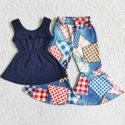 Hot Sale Kids Designer Clothes Girls Bell Bottom Outfits Boutique Baby Clothes Sets Wholesale Children Girls Clothing Outfits