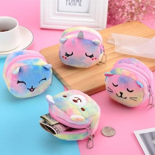 Fashion Children Girls Coin Bag Cute Unicorn Animals Forg Plush Wallet Bag Kids Keys Coin Purse Cute Princess Mini Handbag