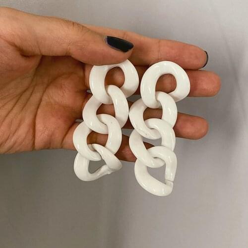 Fashion long white acrylic chain earrings for women dangle earring boucle d'oreille femme 2019 earings oorbellen jewelry