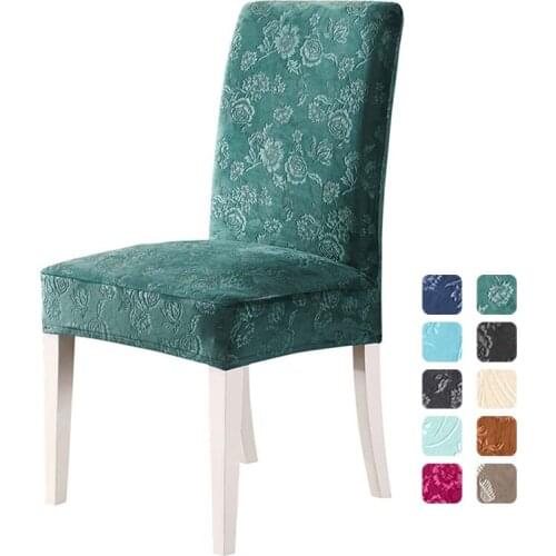 Fashion Jacquard Velvet Chair Cover Spandex Printed Stretch Slipcovers For Restaurant Banquet Kitchen Cover Elastic Party Chair