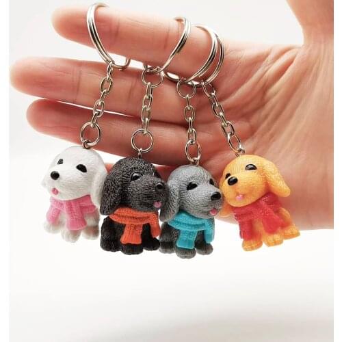 Cartoon anime puppy keychain bag pendant cute teddy doll car pendant