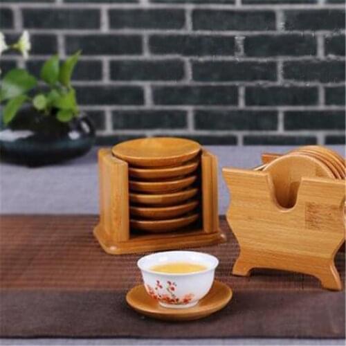 Multifunctional Bamboo Coaster Holder Set Non-slip Heat-resistant Drinking Cup Mat Home Meeting Room Accessories Classic Tea Set