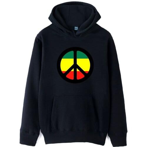 Peace Sign Ancient Symbols Jamaica BOB MARLEY Nuclear Disarmament Man Boys Hoodie Couple Clothes Autumn Winter Fleece ZIIART