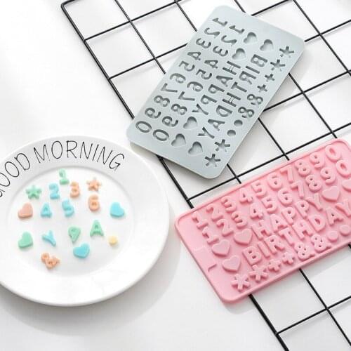 NEW 1PC Silicone Numbers Chocolate 3D Digital Letter Happy Birthday Fondant Mold Silicone Chocolate Molding Mold DIY Baking Tool