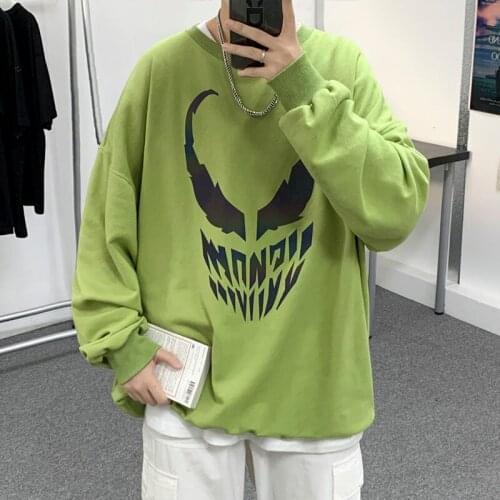 INXYZ Fall new cartoon printing men Pullover Korean style trendy streetwear hoodie casual spring autumn all-match unisex