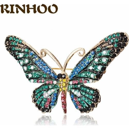RINHOO Shiny Rhinestone Butterfly Brooch Winter Dark Color Pin Insect Coat Brooch Fashion Jewelry Gift High Quality Wholesale