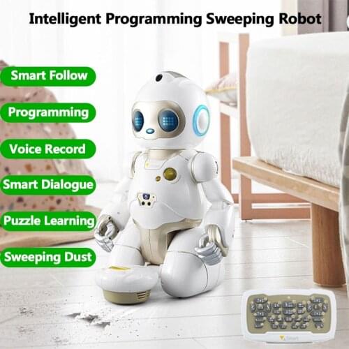 Smart Follow Remote Control Robot Sweeping Dialogue Interaction Voice Recording Programming Puzzle Singing Dancing Light RC Toys