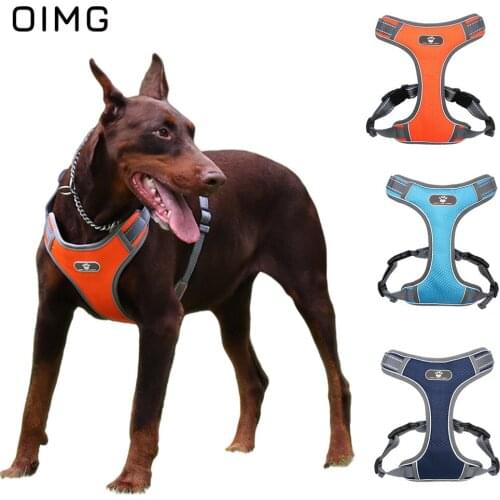 OIMG Pet Dog Harness Oxford Cloth Night Reflective Service Dog Vest For Small Meduim Large Dogs Tactical Vest Harness Outdoor