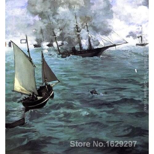 Modern colorful paintings Battle of the Kearsarge and the Alabama by Edouard Manet High Quality Hand painted