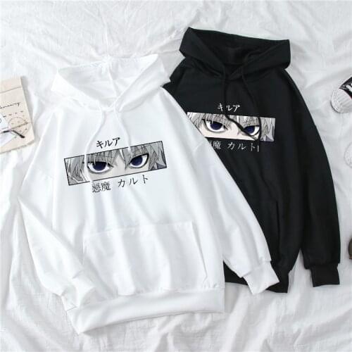 Oversize Hoodie Hunter X Hunter Womens Sweatshirt Japanese Anime Killua Zoldyck Devil Eye Print Harajuku Streetwear Hoodie