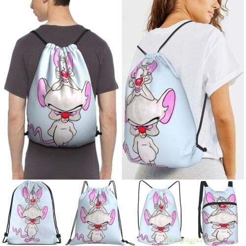 Unisex Drawstring Bags Pinky And The Brain Women Drawstring Backpacks Men Outdoor Travel Backpacks Training Fitness Bag