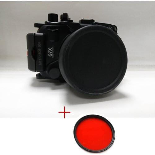 Meikon 40M/130F Waterproof Camera Housing Case for Canon G7X (8.8-36.8mm),Camera Underwater Bags Case for Canon G7X + Red Filter