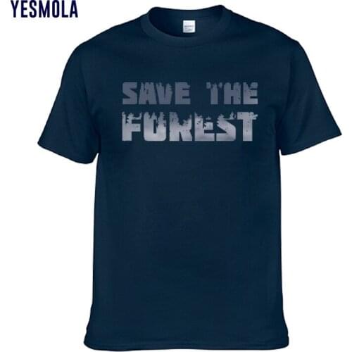 YESMOLA Men T-shirt Save the Forest Custom Tshirt Unisex Top Tees Letter Print Tops Summer Cotton Shirt Oversize