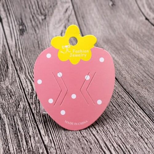 100pcs/lot Pink Strawberry Paper Shape Jewelry Hairpin Display Card 8.5x6.3cm women barrette Brooch Package Cards Accept Custom
