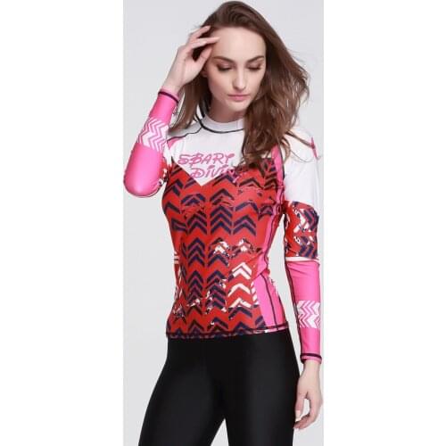 Womens Rash Guard Shirt for Surfing Canoe Paddle Boarding bodysurfing bodyboarding windsurfing kitesurfing kayaking Red White