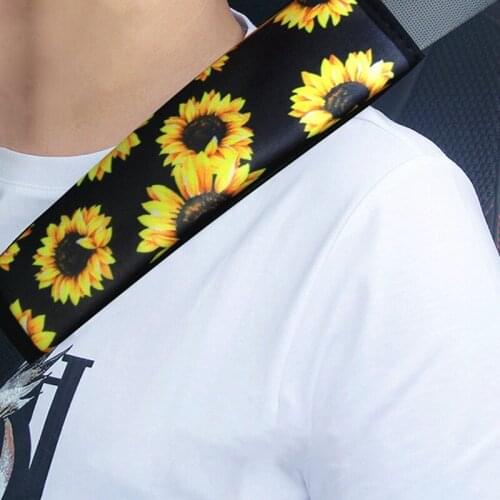 1 Pair Universal Car Safety Seat Belt Shoulder Pads Protection sunflower Shoulder Pad Cover Children Safety Belts Support Pillow