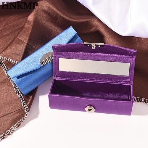 1PCS Fashion Retro Embroidered Lipstick Case Fashion Holder Flower Design With Mirror Jewelry Packaging Box Random Color