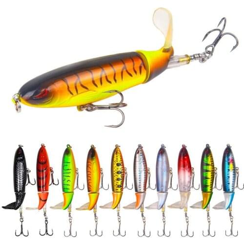 Topwater Bait Hard Popper Fishing Lure Isca Artificial Propeller Plopper Soft Rotating Tail Pesca Wobbler Carp Fishing Tackle