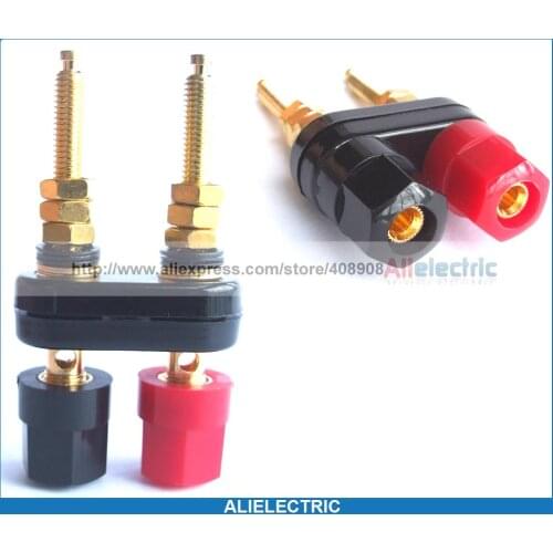 10pcs Gold Plated Double Binding Post for Speaker 4mm Banana Plug Power Amplifier