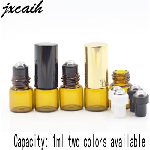 100pcs roll on bottles for essential oils Deodorizing containers with ether caps for reusable perfume bottles 1ml