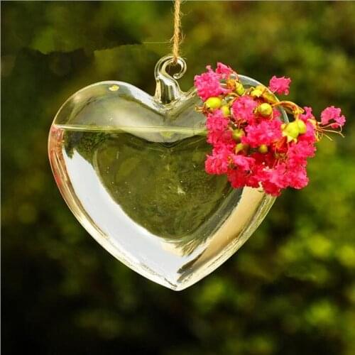 Free Shipping 8pcs/pack Heart Shaped Hanging Glass Vase Home Decorative Creative Car Terrarium