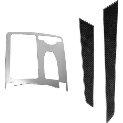 4 Pcs Car Carbon Fiber Interior Door Panel Cover Trim & 1 Pcs Central Console Cup Holder Water Cup Holder Panel