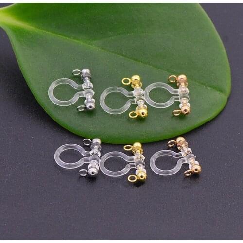 50 PCS Transparent Ear Clip For Jewelry Making ,U-shaped Resin Ear Clip Setting DIY Jewelry Findings Wholesale