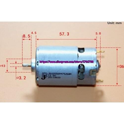 Brand new 550 DC motor high speed large power 12V 17000RPM drill motor with cooling fan