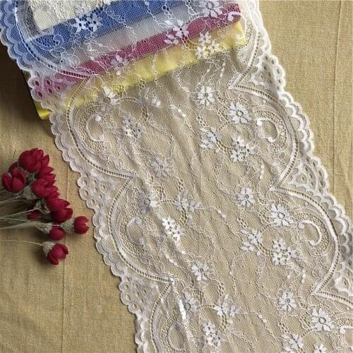 White lace fabric diy E1944 decorative high quality soft off nylon lace trim wedding dress fabric24cm