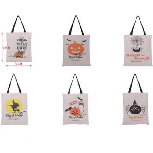 Large Halloween Canvas Bag Reusable Fabric Bag for Trick or Treating Halloween Candy Gift Bags Gift Sack Bags SN1171