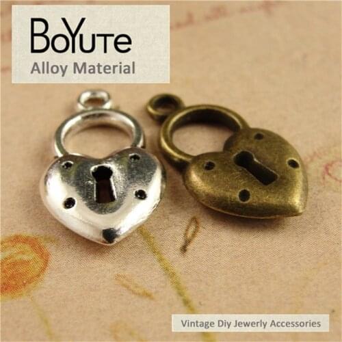 BoYuTe (100 Pieces/Lot) 11*20MM Charms Heart Lock Antique Bronze Silver Plated Alloy Pendants Jewelry Making Diy Handmade Craft