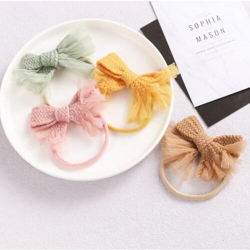 Baby Nylon Headband Braided Knit Bow Cute Girls Soft Elastic Traceless Hair Band Infant Hair Accessories Children Hairband New