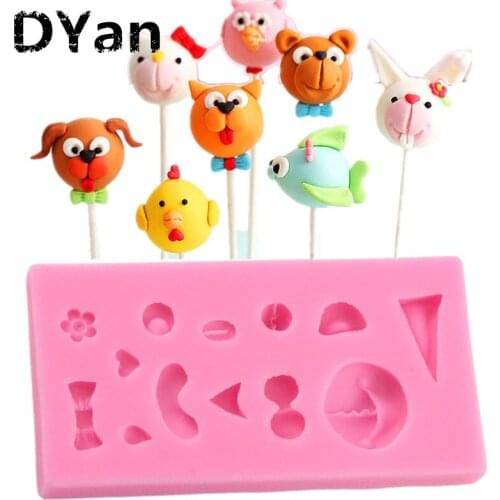 DIY Cartoon Series Animals Face Modeling Chocolate Silicone Mold Candy Polymer Clay Molds Cupcake Fondant Cake Decorating Tools