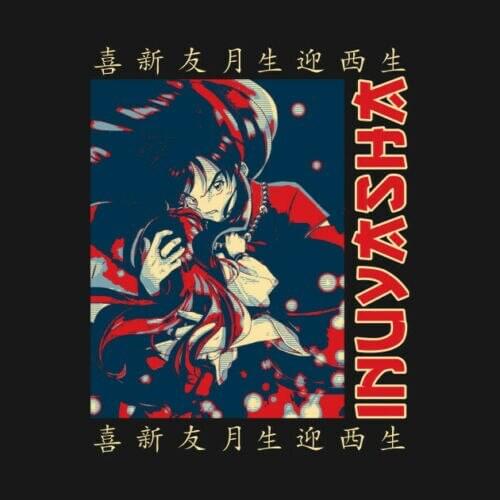 Sesshomaru Inuyasha Feudal Fairy Tale Black T-Shirt For Anime Lovers Kagome