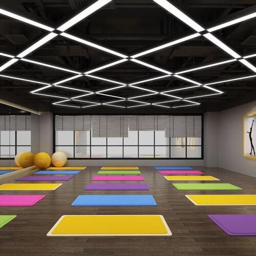 Gymnasium Modern LED Long Pendant Light Commercial Lighting Linear Hanging Lights Dance Studio Black Pendant Lamp Meeting Room