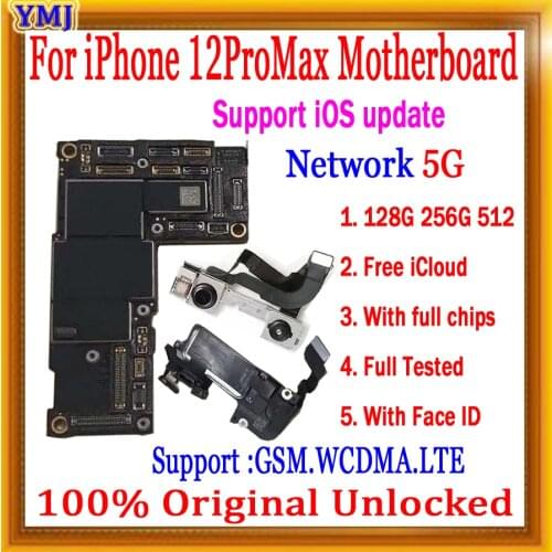Factory Unlocked For IPhone 12 Pro max Motherboard With/NO Face ID 100% Original full chips Logic Board Support update good test