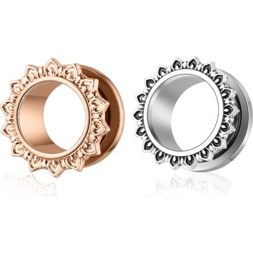 Stainles Steel Ear Plugs Tunnel Flesh Ear Gauges Hollow Piercings Ear Tunnels Expanders Mixed Color Body Jewelry drop shipping