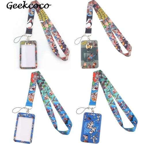 J1996 Fashion Cartoon Animals Lanyard ID Badge Holder Bus Pass Case Cover Bank Credit Card Holder Strap Card Holder