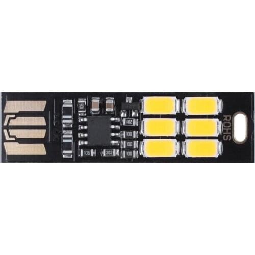 Mini Pocket Card USB Power 6 LED Keychain Night Light 1W 5V Touch Dimmer Warm Light for Power Bank Computer Laptop