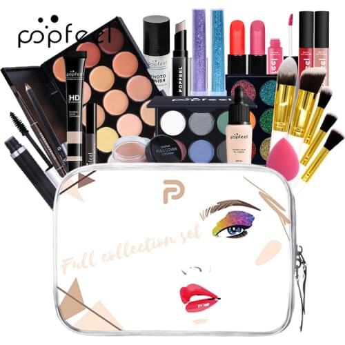 POPFEEL Cosmetic Set, Makeup Set, 25pcs complete Beauty Makeup Set with Portable Travel Makeup Organizer Storage Box